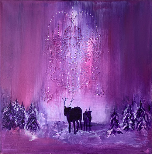 Dálvi / Vinter, akryl på 3D-lerret, 50 × 50 cm
