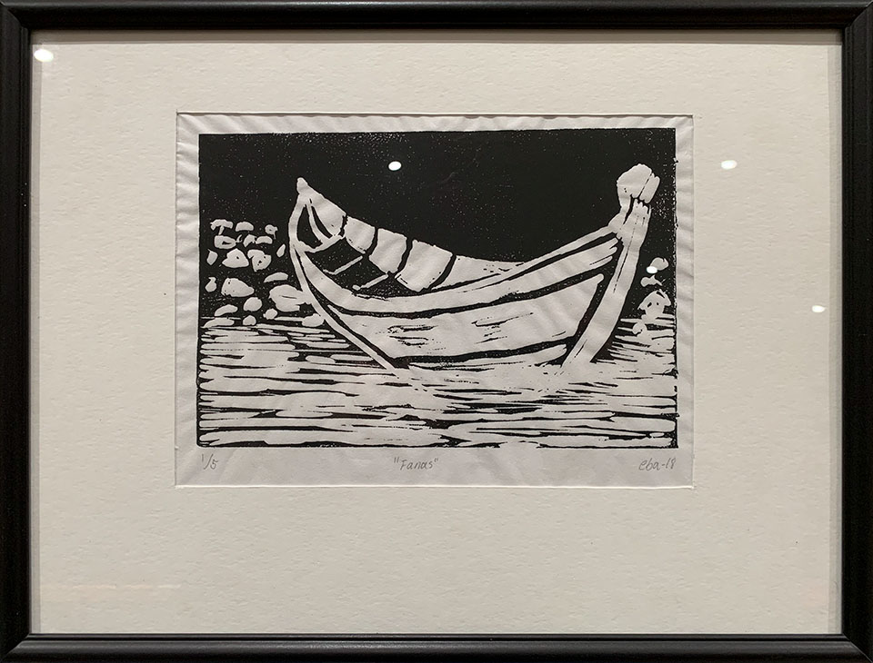 Fanas, linetrykk på silkepapir, 40 × 30 cm