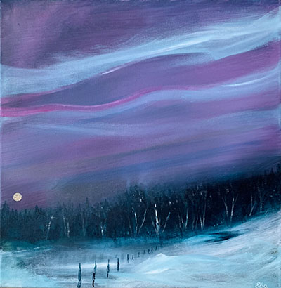 Gieddi / Eng, akryl på 3D-lerret, 40 × 40 cm