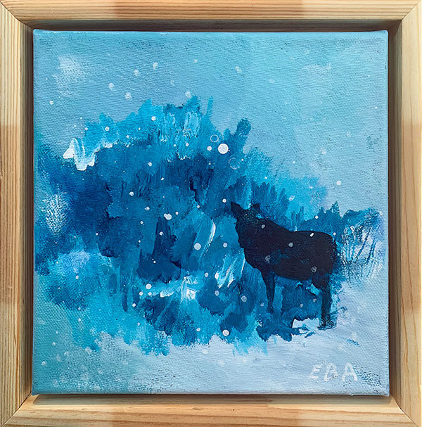 Jaskes dálvi, akryl på lerret, 20,5 × 23,5 cm