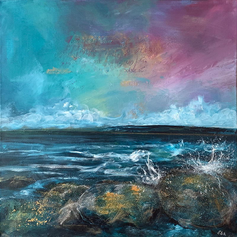 Mearragáddi / Kyst, akryl på 3D-lerret, 70 × 70 cm