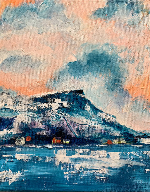 Mearragáddi, akryl på lerret, 20 × 40 cm