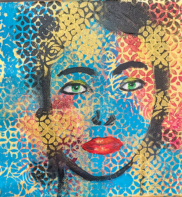 Pop-art, akryl på lerret, 15 × 15 cm