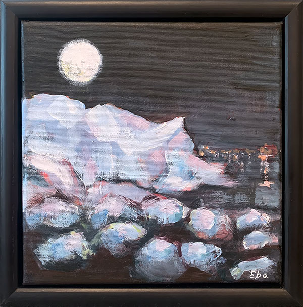 Skábma, akryl på lerret, 20 × 20 cm